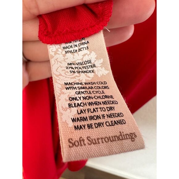 Soft Surroundings Red Swing Time V Neck Maxi Dress Size 6 - Picture 10 of 11